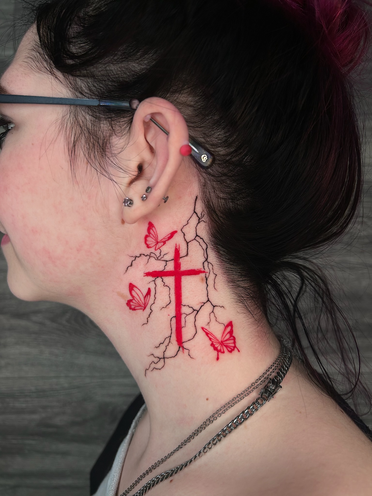 bgr graffitiinspired butterfly lightning cross