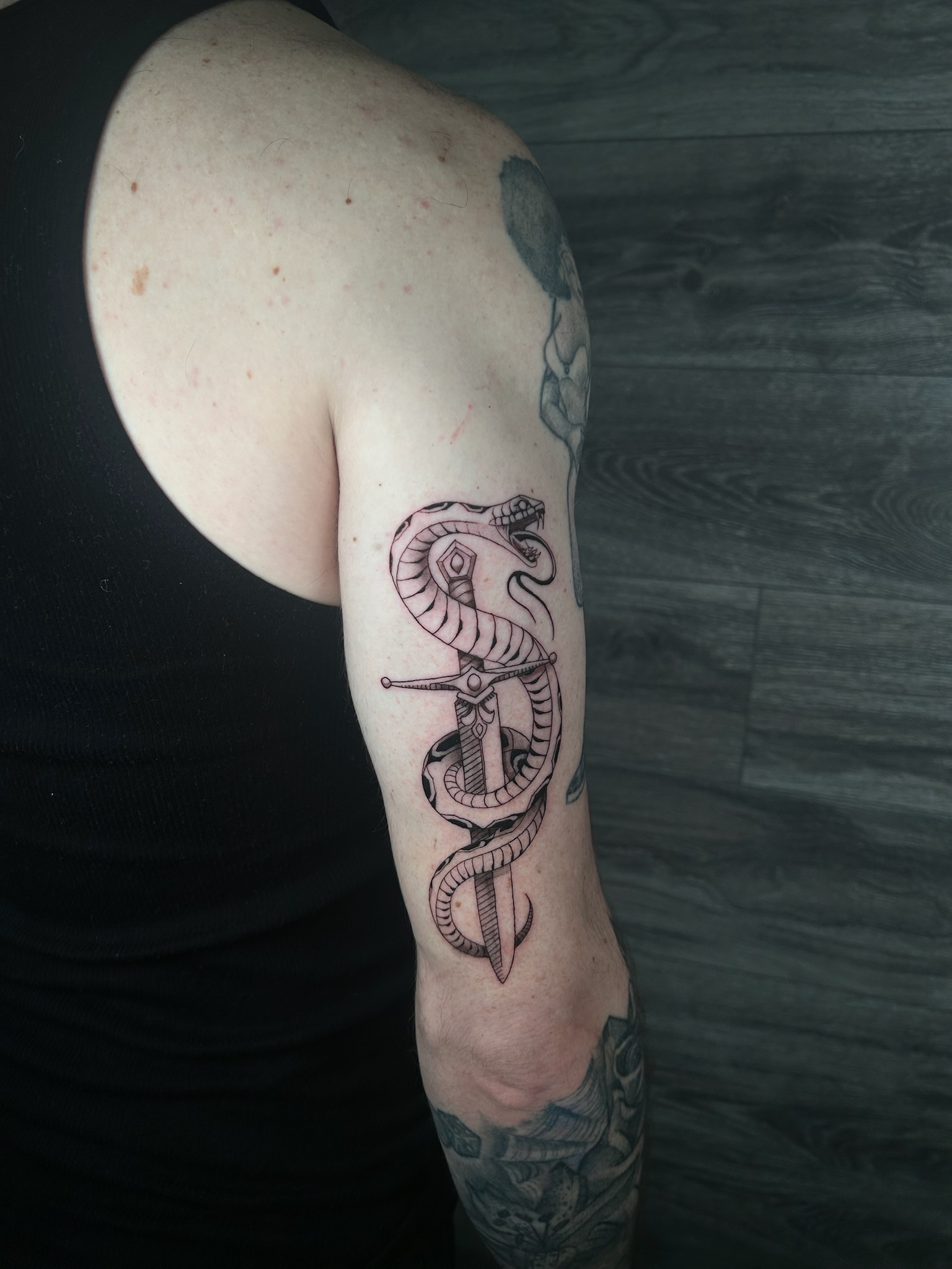 bg illustrative neo-traditional snakeandsword