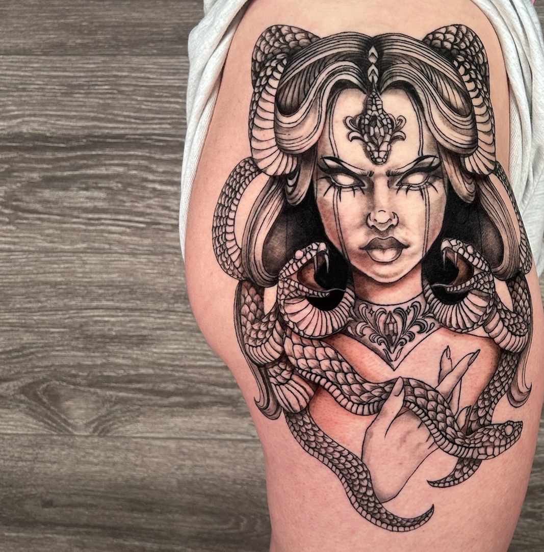 bg neo-traditional realism medusa copy