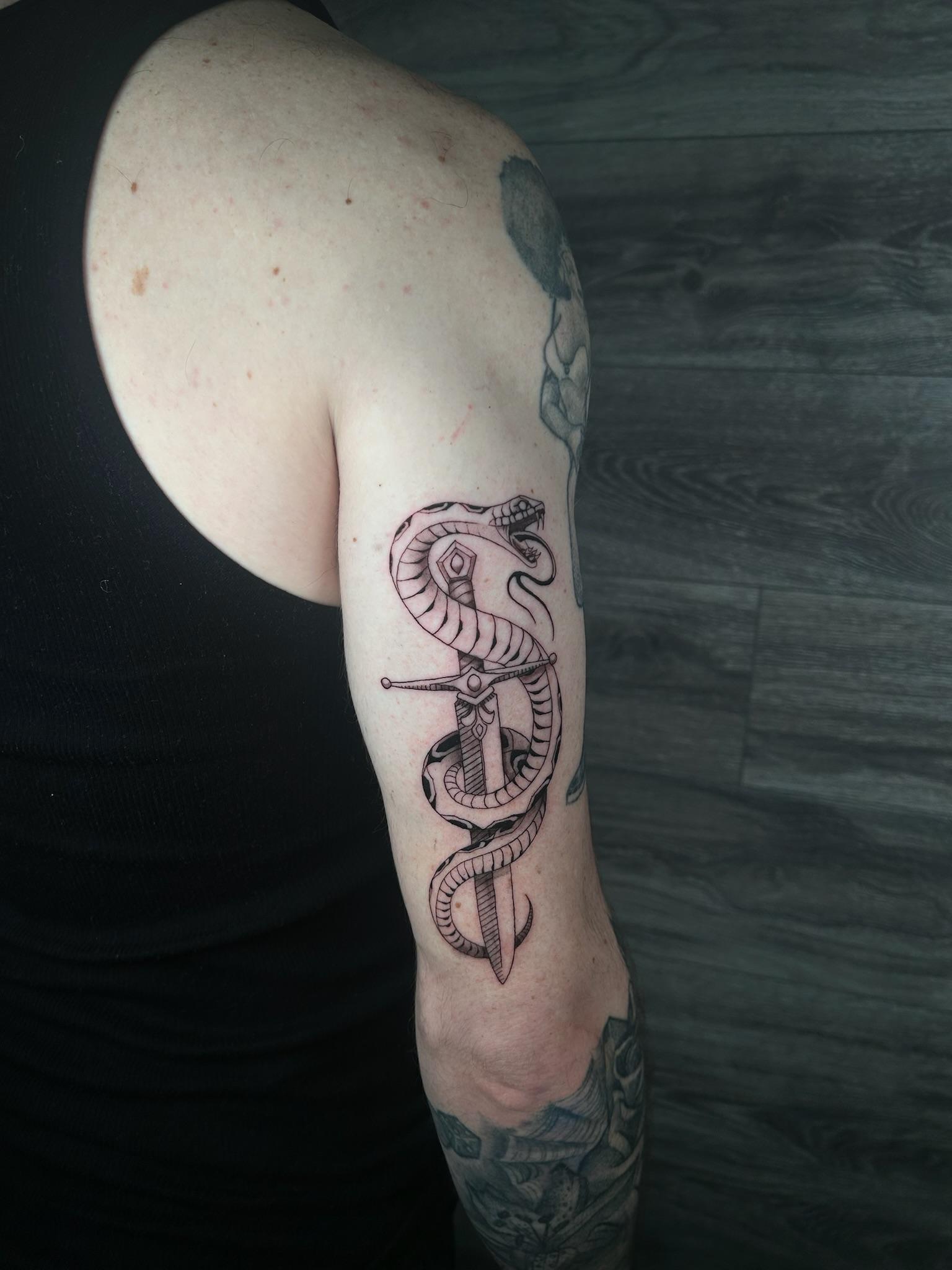 bg illustrative neo-traditional snakeandsword